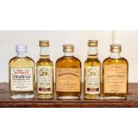 Five miniatures including Macallan 15 yr old 70 proof, Strathisla 8 yr old 100 proof, Glenfarclas