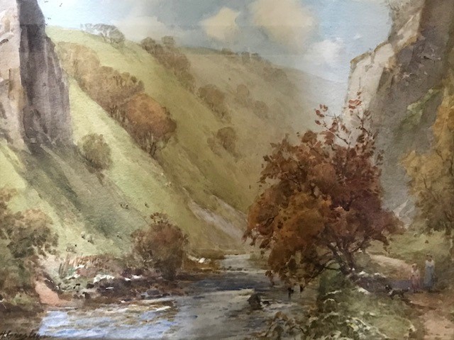 Harold Gresley (British, 1892-1967), Morning Glow Dovedale, signed l.l., watercolour, 26.5cm by 36.