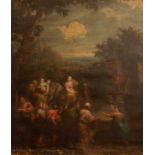 French School, early 18th Century, Sarah arriving at the House of Tobit, with figures and camels,