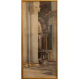E..A.. Ibbs (British, late 19th Century), the interior of a church, signed and dated 1887, l.l.,