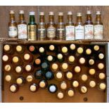 Approximately 59 rare whisky miniatures including Glenturrett, Glenfiddich, Singleton, Glen Moray,