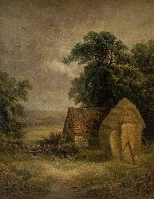 William Stanley (British, late 19th Century), wooded landscapes with figures and cottages, a pair,