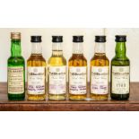 Six Tullibardine minitures including 1964, 1973, 1987, 1988, 1991 and an undated 70 proof (6)