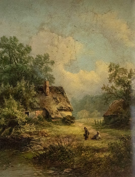 William Stanley (British, late 19th Century), wooded landscapes with figures and cottages, a pair, - Image 2 of 2