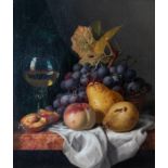 Edward Ladell (British, 1821-1886), Still Life - Fruit, monogram l.l., oil on canvas, 36 by 30c,