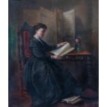 Follower of Edward Matthew Ward, Reading the Newspaper, oil on canvas, 35.5 by 30.5cm, gilt frame