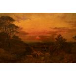 Manner of John Linnell, The End of the Day, oil on canvas, 89 by 112cm, unframed