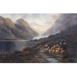 W.. Watson (British, late 19th Century), sheep by a Highland loch, signed l.r., oil on canvas, 41 by