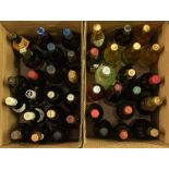 Two boxes of various wines, sherries, champagne and cava including Chateau Mouton Baron Phillippe