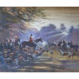 David Trundley (British, 1949), Exmoor Foxhounds, Lanacre, signed l.r., oil on canvas, 90 by