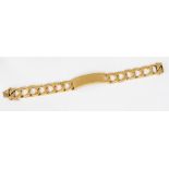 A 9ct gold heavy weight ID bracelet, box clasp, 19cm long, approx 76.6 grams gross  CR: marked on