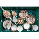 Royal Crown Derby pattern 1128 tea set including teapot, cups, saucers, sugar, creamer etc, mostly