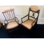 ***OBJECT LOCATION BISHTON HALL*** An Edwardian mahogany nursing chair; another similar; 20th