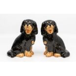 A pair of Miranda L Smith hand painted figures of King Charles Spaniels