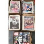 Five boxes of magazines including Melody Maker and NME, circa 1980's and 1990's (Q)