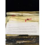 Collection of deeds in tin trunk, predominantly 1930s, relating to Albert Shubotham and George