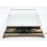 A 20th Century cased silver plated table mirror plateau (surtout de table) / cake stand with