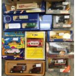 A box of diecast models including Corgi and Lledo, Trams, Commercial vehicle’s and Yellow