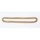 A 9ct gold belcher chain approx 50cms long, hook and loop clasp, approx 9.89 grams