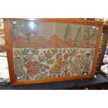 A mid 20th Century Persian woolwork picture, depicting a hunting scene, 100widex70cms high approx