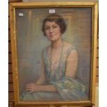 Chalk picture of a 1920's lady with photo and another of same person along with watercolour of Sir