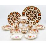 A collection of Royal Crown Derby china wares including 1128 pattern plates, second quality, Olde