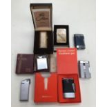 A collection of cigarette lighters in boxes, loose too, makes to include Ronson and Zippo etc