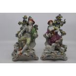 A pair of Samson porcelain figures in the style of Chelsea Derby of Gallant and lady companion