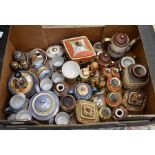 A collection of mixed Japanese, Chinese and German ceramics to include Satsuma and Goebels. 1box.