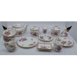 A collection of Royal Crown Derby Posie Pattern tea services along with Royal Pinxton Roses