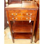 A mid Victorian mahogany writing table, the top folding out and revealing leather inset writing