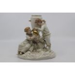 A Royal Worcester glazed parian figural spill vase designed by James Hadley, dated 1882, modelled as