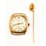 A 9ct gold Rotary watch (no strap), gross weight approx 15.2gms; together with a diamond set stick