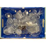 A collection of glass wares including rose bowls, glasses, decanters, mostly Coraline pattern