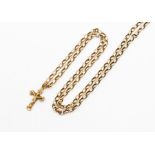 A 9ct gold crucifix approx 20mm, on a belcher chain, length approx 30'', combined weight approx
