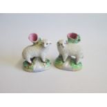 Pair of Staffordshire Small Sheep Spill Holders Date Circa  1880-90 Size   9cm high  7cm diam