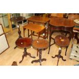 A collection of furniture comprising an Edwardian mahogany occasional table with boxwood inlaid