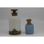Two French gilt-metal mounted opalescent glass scent bottles, late 19th Century, of shouldered