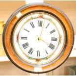 An early to mid 19th Century beech cased wall clock, white dial, Roman numerals, open mechanism,