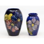 Two late 20th Century Moorcroft blue ground vases