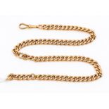 A 9ct gold double link Albert watch chain, each link marked 375, toggle clasp fastener, length