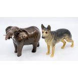 A Beswick figure of a German Shepherd dog, marked to the base Chulrica of Brittas, and a Beswick