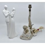 A Royal Doulton figure Images, Congratulations HN3351, with box and a Lladro figural table lamp