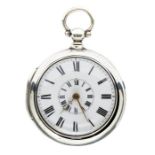 A late George III silver pair case pocket watch, by Thomas Matthews Knighton, the white enamel