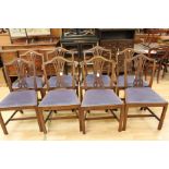 A set of eight 19th Century mahogany camel back chairs, in the Hepplewhite style, comprising six