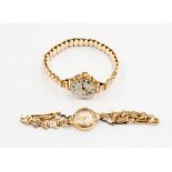 A 9ct gold Rotary ladies watch with 9ct scallop link bracelet  strap, total gross weight approx