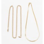 A 9ct gold chain, to include a flat link curb chain, length approx 24'', weight approx 11gms,