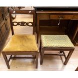 A George III mahogany side chair and a stool of similar period