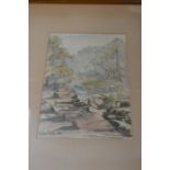 Claude Hulke five framed watercolours of various river and rural scenes in the South West - Lynton,