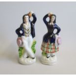 A Pair of Staffordshire Figures of Village Dancers Date circa  1860 Size   22cm high Condition